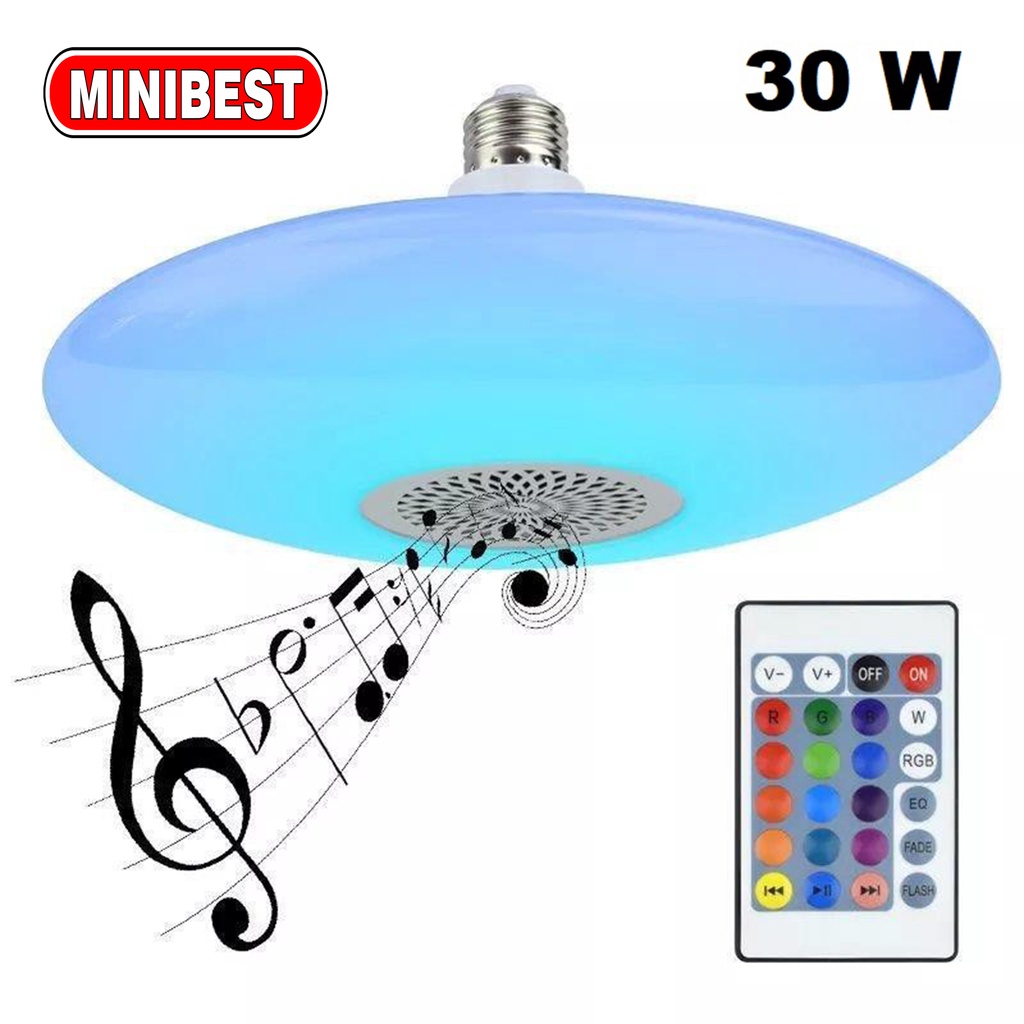 BOHLAM LED MUSIK / LAMPU UFO SPEAKER MUSIK RGBW / LAMPU REMOTE WARNA WARNI (MB)