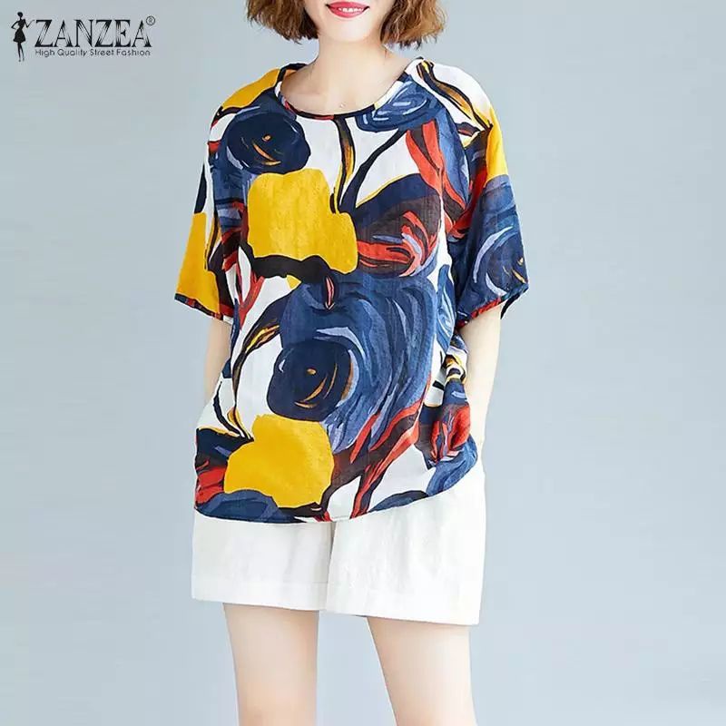 ZANZEA Blus wanita jumbo / Atasan wanita Terbaru S-5XL