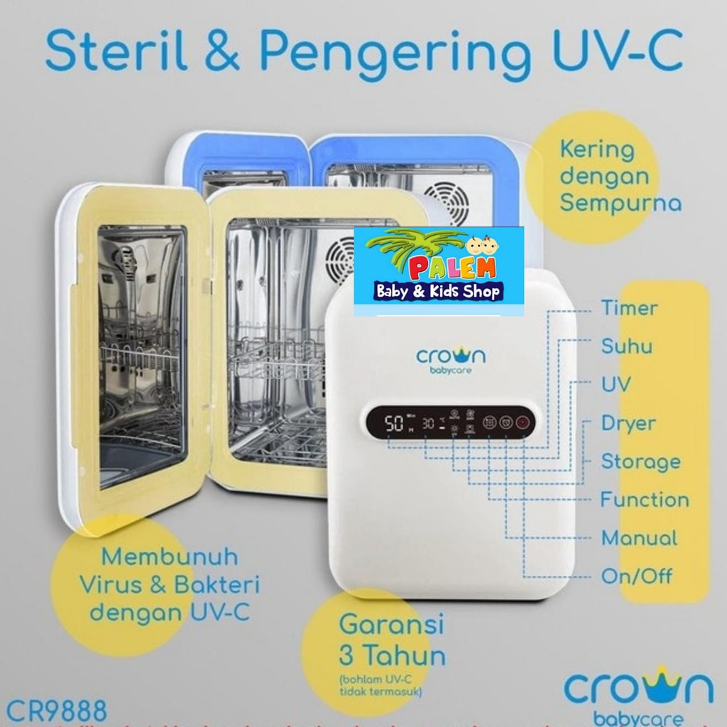 Crown steril dan pengering UV C Box With Dryer CR 9888 free bubble 8k