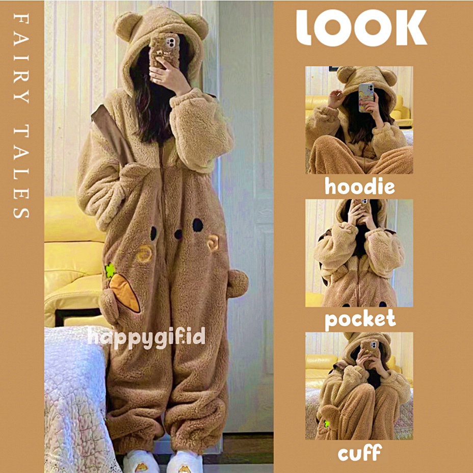 CARROT BEAR BAJU TIDUR KOSTUM DASTER PIYAMA ONESIE KIGURUMI