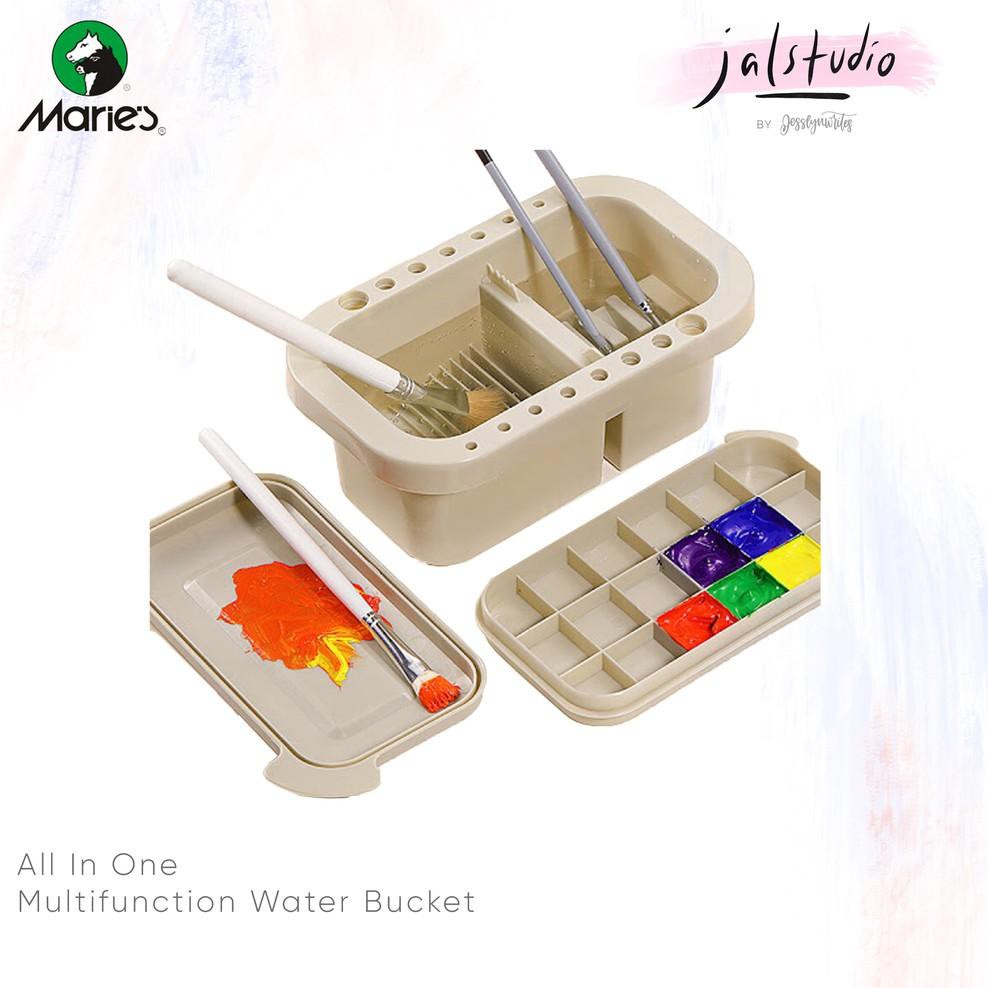 

Maries Watercolor Brush Cleaner Washer Palette Box Watercolour Water Bucket Cuci Kuas Palet Cat Air