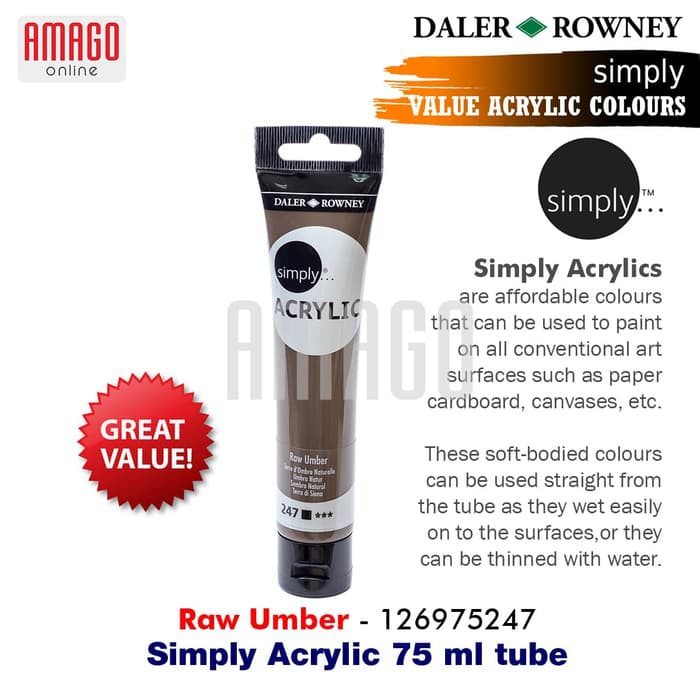 DALER-ROWNEY - SIMPLY ACRYLIC PAINT 75 ML - RAW UMBER - 126975247