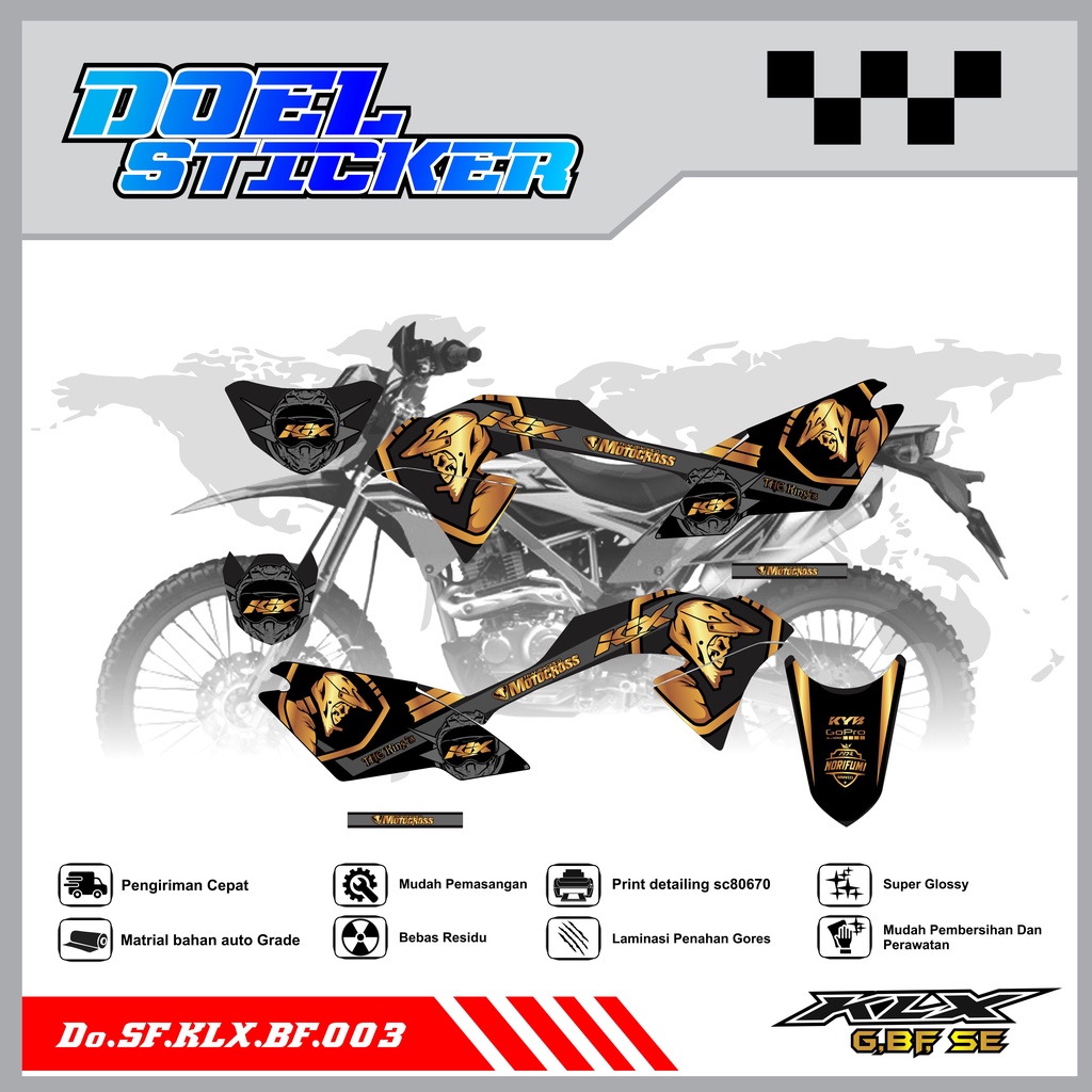 Sticker Striping Honda KLX 150 G , BF , SE Lama List Variasi Hologram , Crome Doel 003