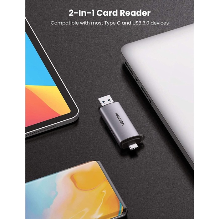 UGREEN Card Reader 2in1 USB 3.0 &amp; USB-C OTG - CM185