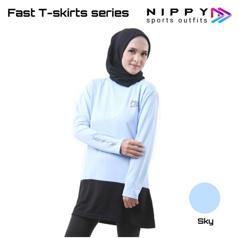 Nippy FAST tskirt - sky Sports outfit / baju olahraga wanita / muslimah / baju lari/cycling