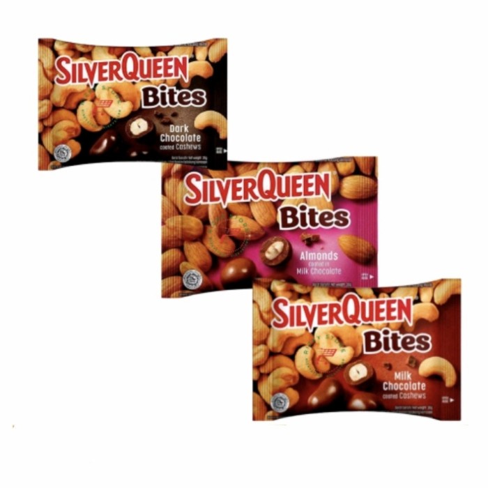 SILVERQUEEN BITES 30 GR - CASHEW - ALMOND - DARK - VERRY BERRY - GREENTEA ( 1 PC )