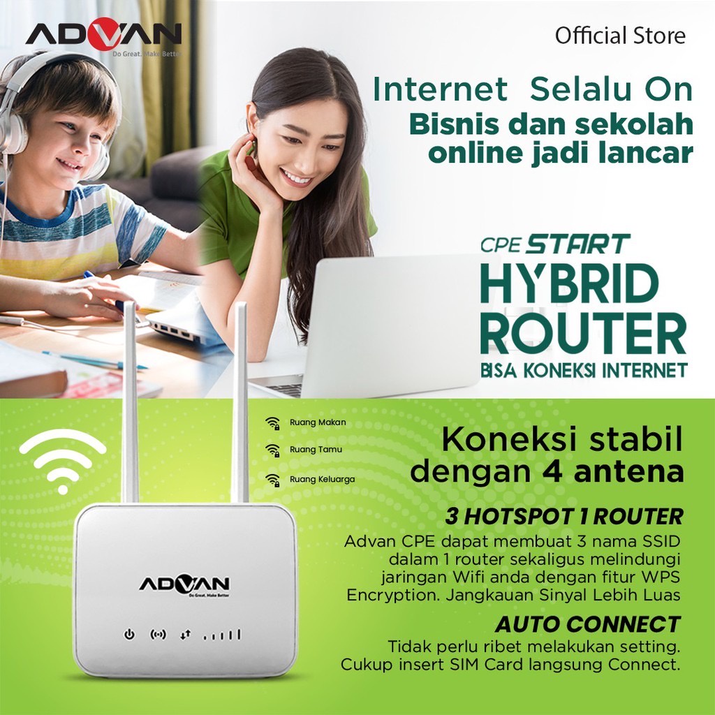 Advan Router CPE Start 4G LTE + WLAN Garansi Resmi - Telkomsel