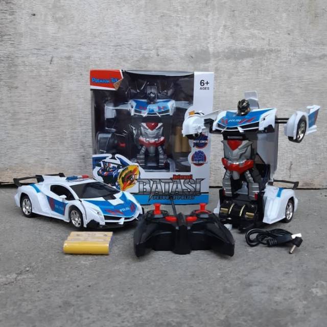 RC CAR TRANSFORMER POLICE BATRE CHARGE - MOBIL ROBOT POLISI REMOTE CONTROL ANAK BATERAI CAS