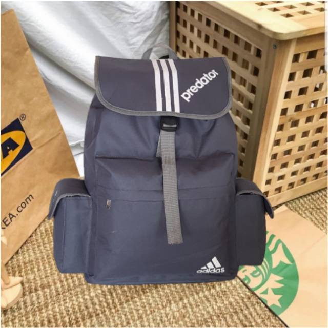 Ransel Sablon Adidas Predator Tas Sekolah Wanita Tas Nilon Hitam Ransel Anti Maling Wanita Ransel Travel Wanita Kasual Tas Punggung Korea Mochilaz