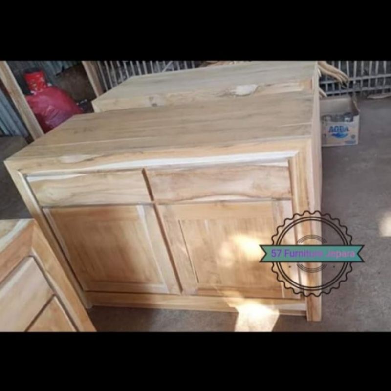 Meja untuk tv kayu jati mentahan - Bufet lemari pendek model polos