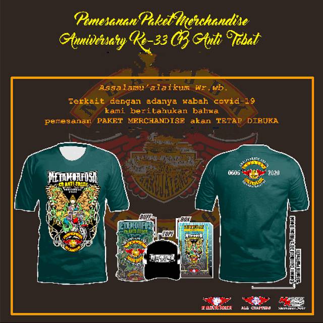 Kaos metamorfosa CB Anti Tobat nganjuk topi buff original anniversary