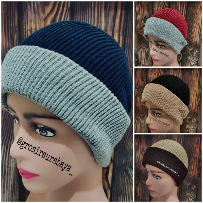 Beanie hat two tone beanie hat dua tone beanie hat dua warna