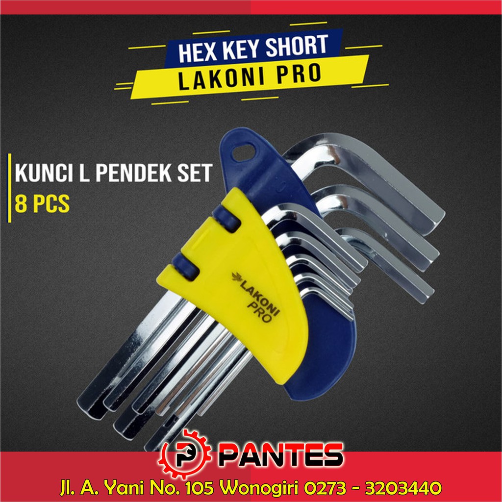 Kunci L Pendek Set Lakoni Pro 8Pcs