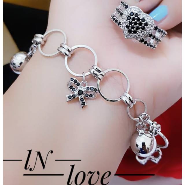 Set gelang pita dan cincin cantik