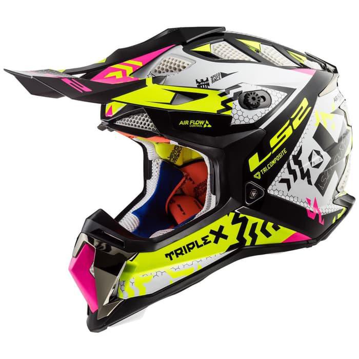 HELM LS2 MX470 SUBVERTER TRIPLEX BLACK PINK HV YELLOW