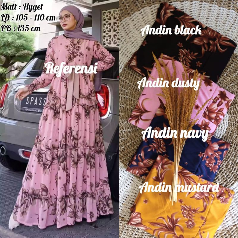 BEST SELLLERRRR GAMIS BUSUI HYGET MOTIF ANDIN / BUNGA SULTAN || TERBARU