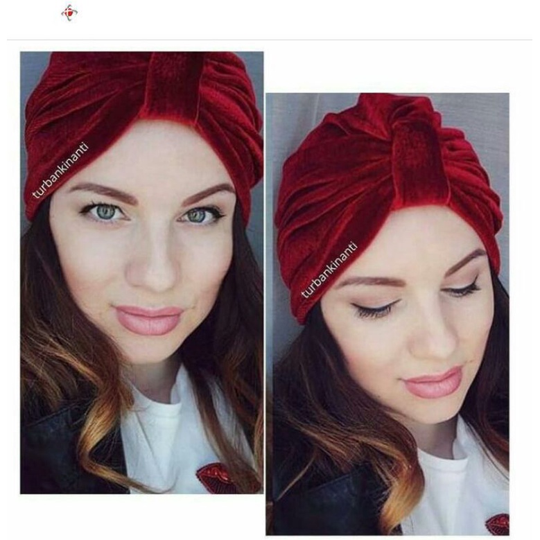 Turbandewasa/turban instan/turban bludru polos velvet/turban pesta/turban turki/turban dewasa