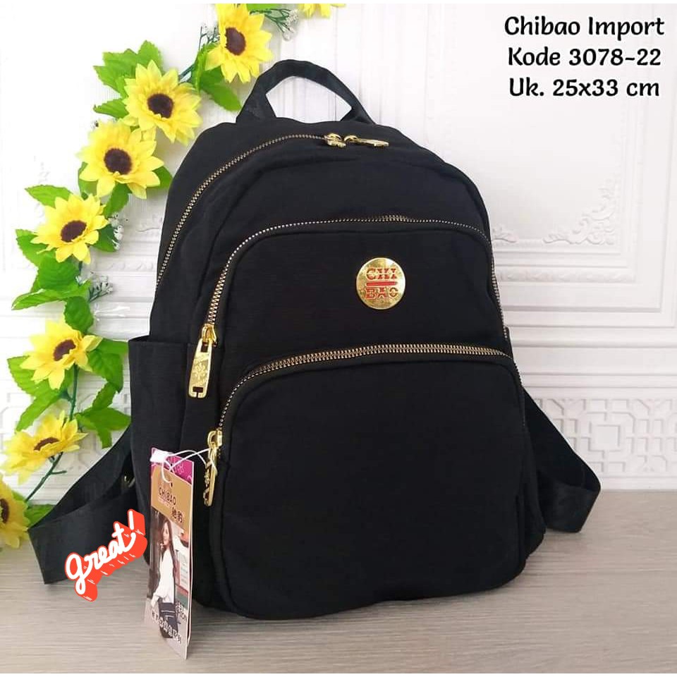 TAS RANSEL WANITA CHIBAO 3078-22 SIZE 25X33 CM BAHAN KANVAS MODEL TERBARU. CHIBAO RANSEL TERBARU!!!!