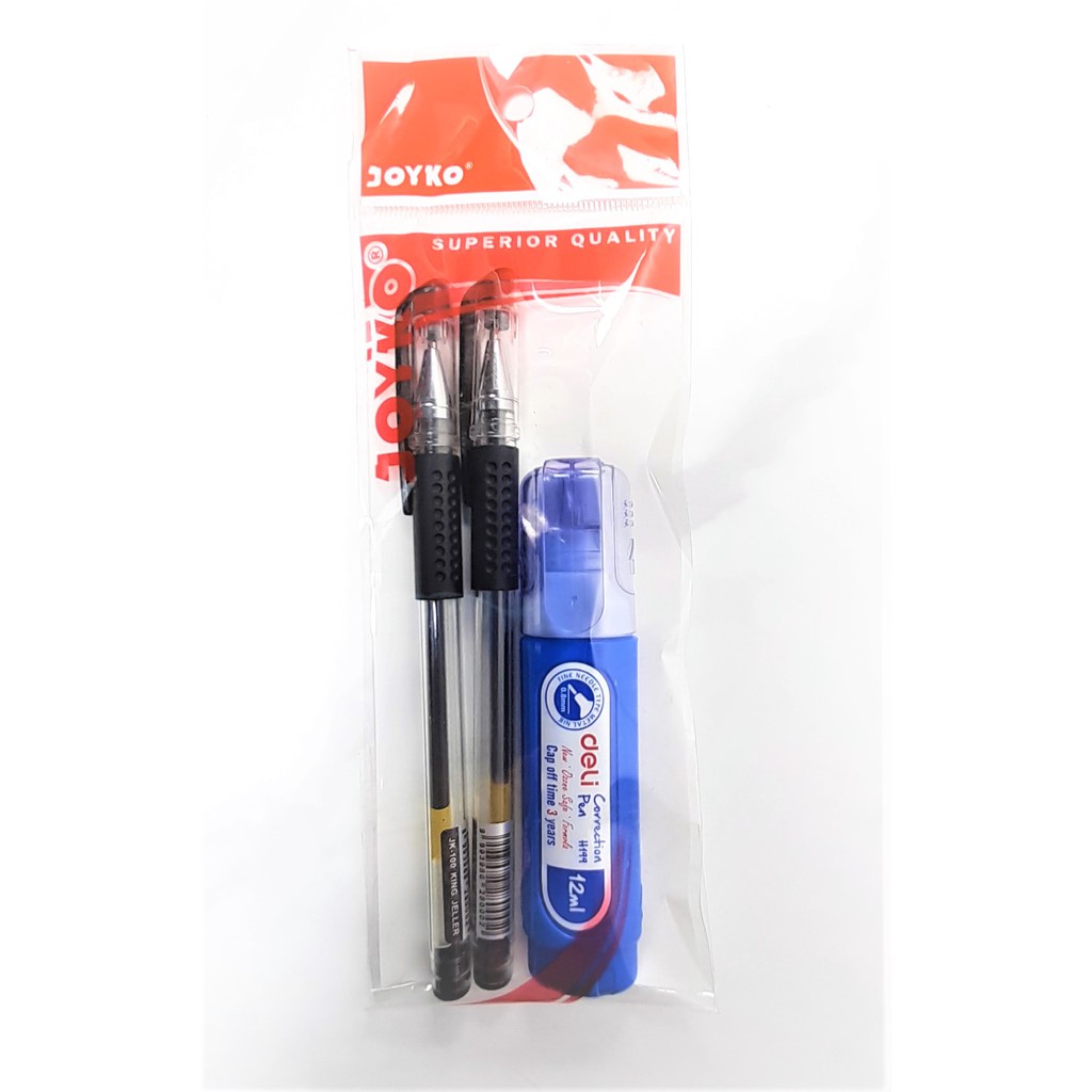 

PULPEN PAKET HEMAT SET + TIP EX CAIR PEN GEL + CORRECTION