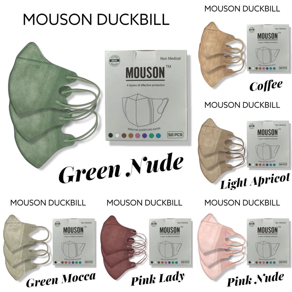 Masker Duckbill Mouson 4ply EMBOSS Earloop Disposable Facemask 50pcs
