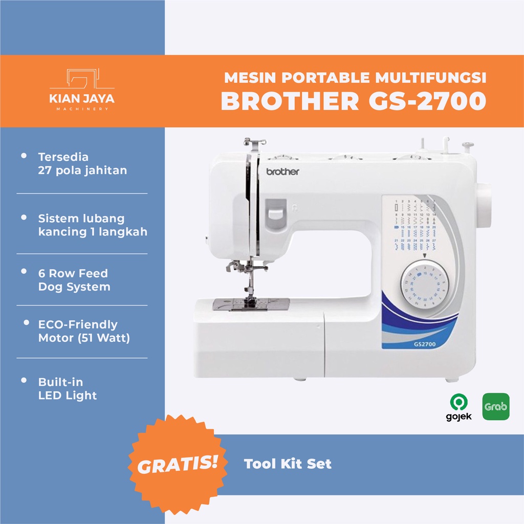 Mesin Jahit Portable Multifungsi Brother GS2700 | GS-2700