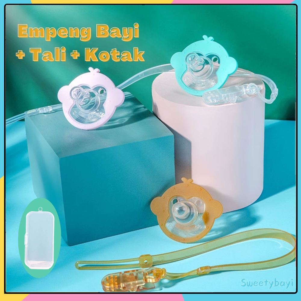 SweetyBayi Dot empeng bayi BPA free Kompeng bayi dengan rantai dan Kotak