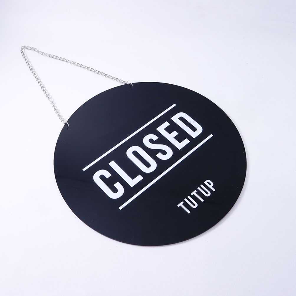 Open Closed Gantungan Sign Cafe Signage Akrilik Toko Restoran Papan Acrylic Board Buka Tutup Open Close Rantai Pintu