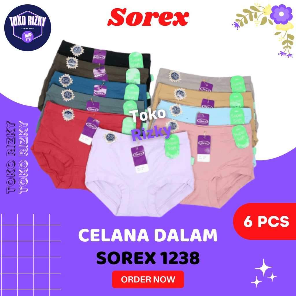 CD Sorex 1238 Maxi Lusinan Celana Dalam Wanita Dewasa Sorek Isi 6 / Underwear Daleman Cewek Super So