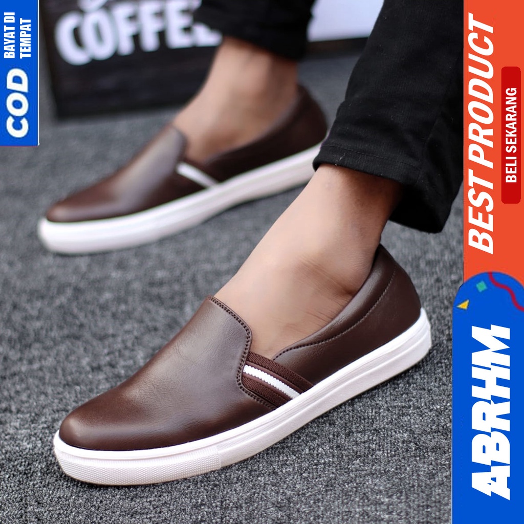 Abrhm Nue - Sepatu Slip On Santai Casual Hitam Pria Original