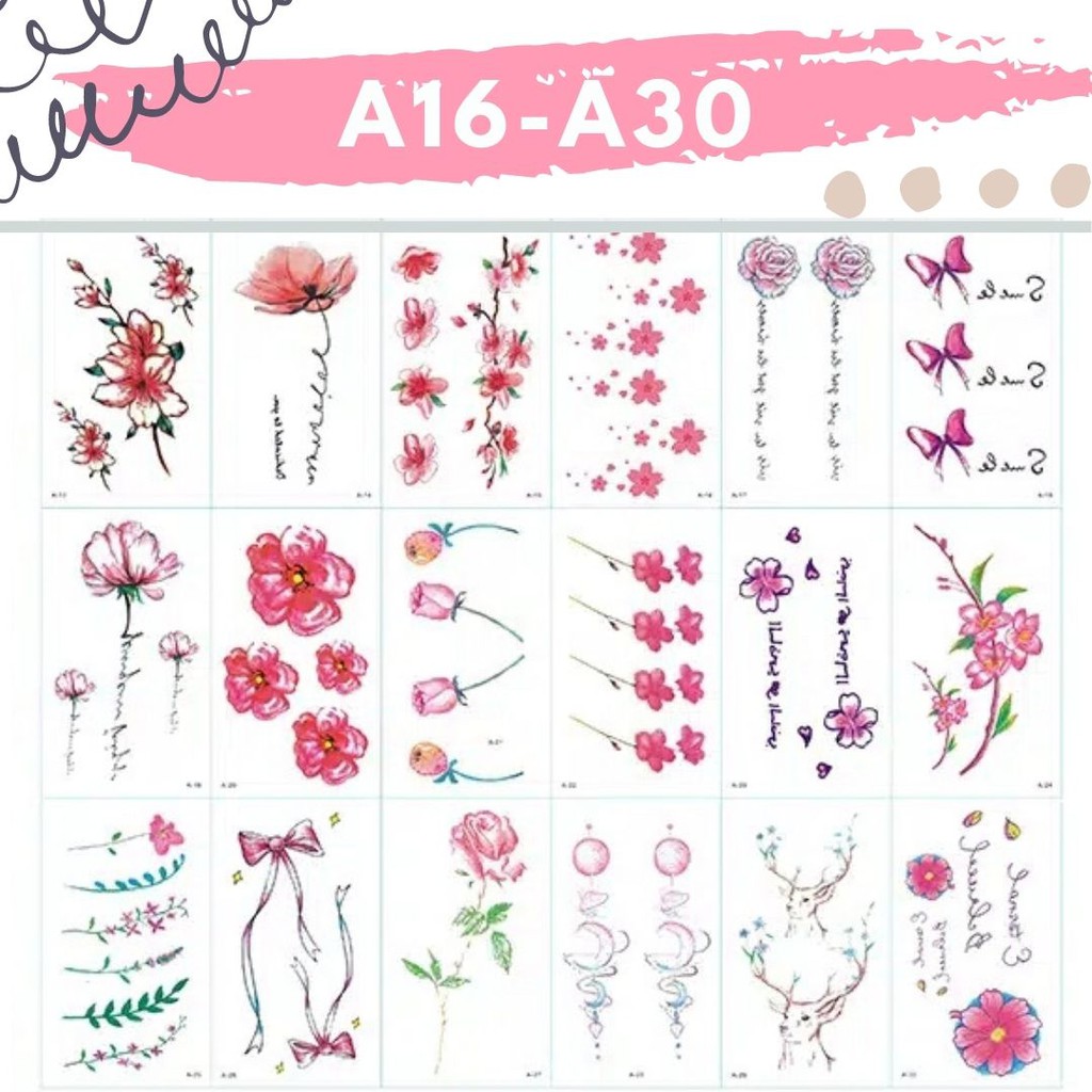 Stiker Tattoo kode: A16-A30 | Tato Temporer | Waterproof