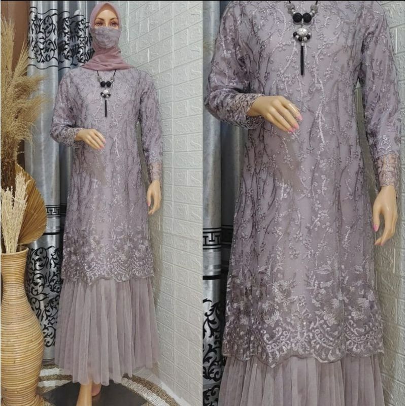 GAMIS TINGKAT DRESS KEBAYA GAMIS TILLE BORDIR KEBAYA GAMIS MODERN GAMIS JUMBO