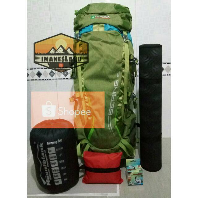 Paket Hemat Tas Gunung Ransel Carrier Keril Consina Bering 60 + 10 Lt 60+10Lt L Lt Liter Warna Hijau