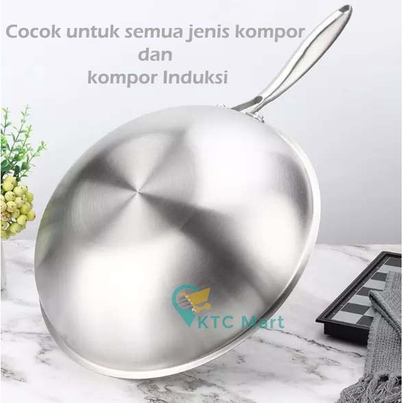 KTCmart - Wok Laba laba WoK HONEYCOMB Wajan Laba ANTI LENGKET Penggorengan Stainless Steel Fry Pan Stainless Steel