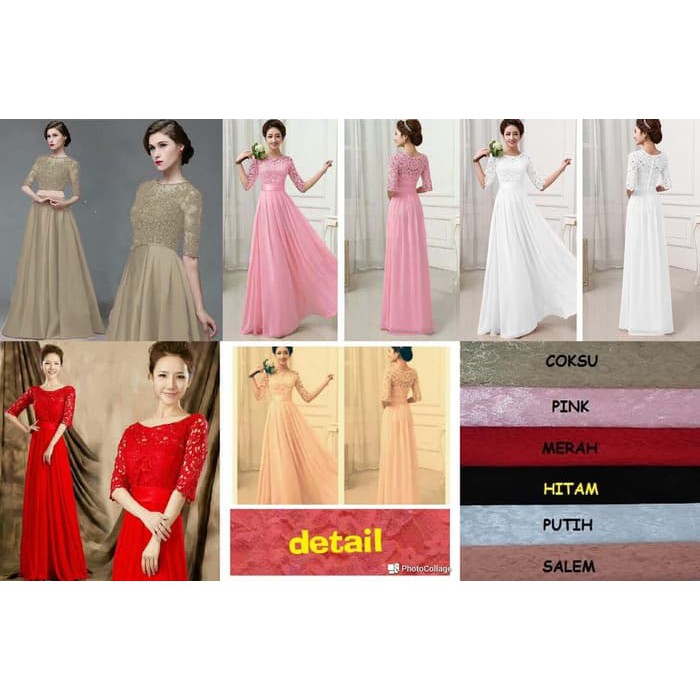 MAXI DRESS  GAUN PANJANG PESTA PARTY MAXI LONG DRESS PUTIH MERAH PINK SALEM HITAM    IWAZAH OFFICE