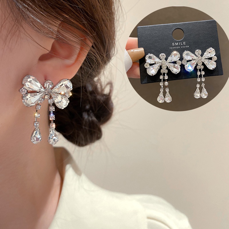 2022 Anting Tusuk Silver S925 Desain Kupu-Kupu Hias Rumbai Untuk Wanita