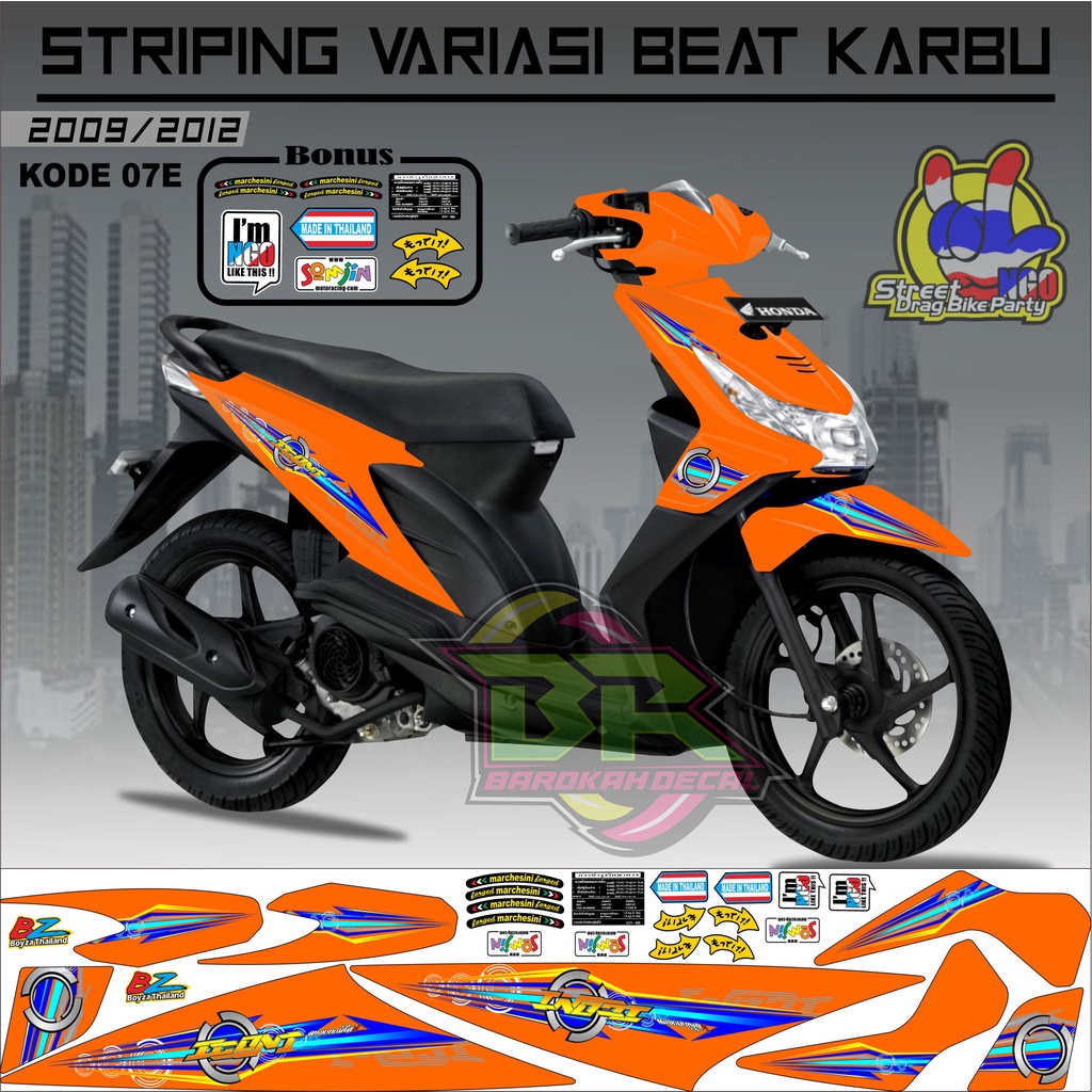 Striping Beat Karbu Stiker Lis Motor Beat Karbu kode 07