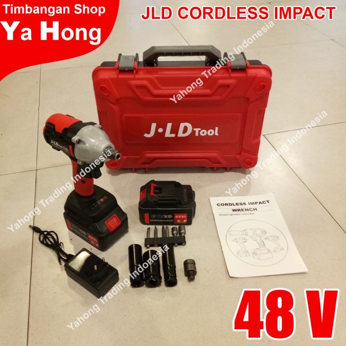 Mesin Impact Wrench 2 Baterai Kunci Shock Bor 48Vf 48V JLD TOOL