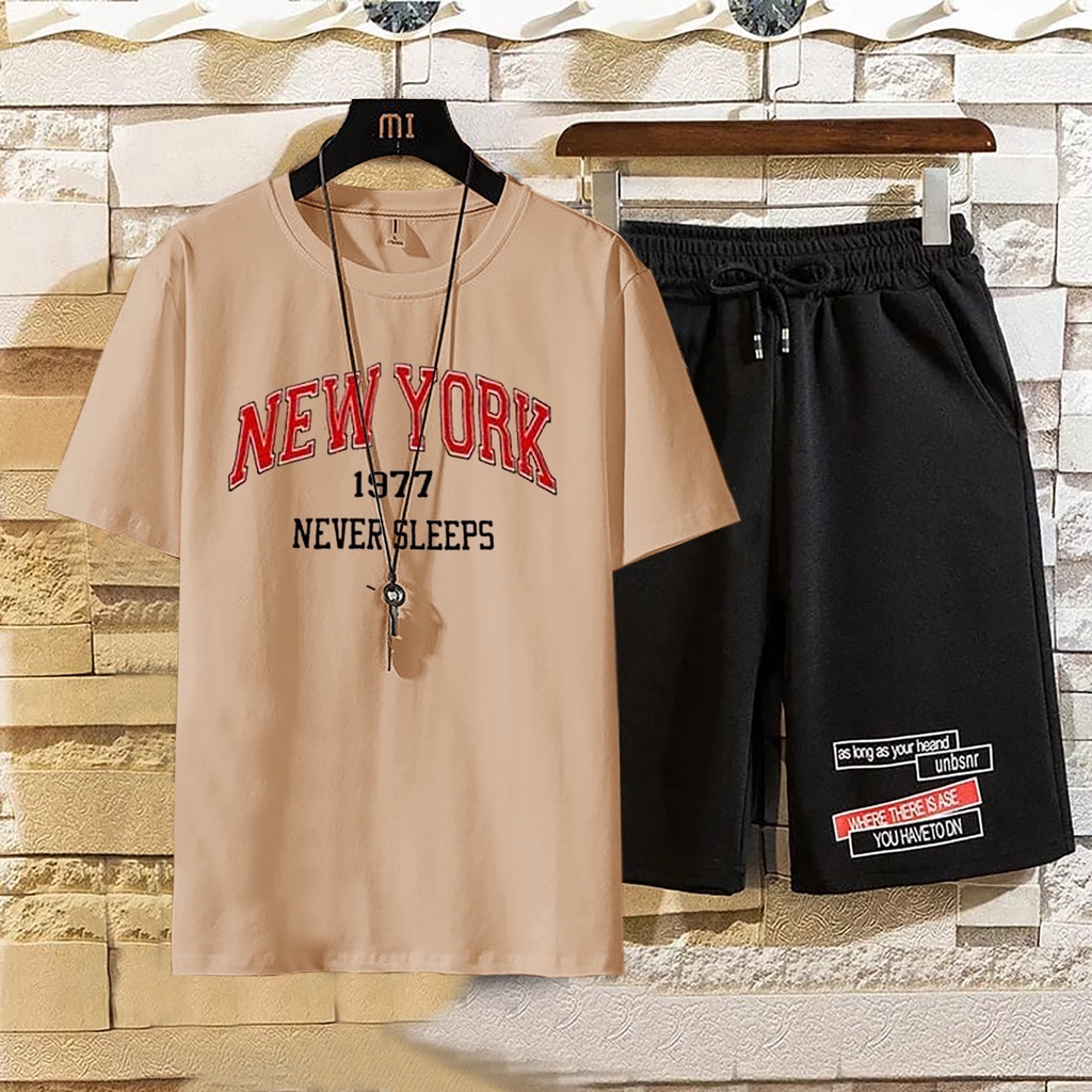 BISA BAYAR DITEMPAT - Setelan terbaru size M|L,XL  setelan pakaian distro pria stelan NEWYORK-belibeli