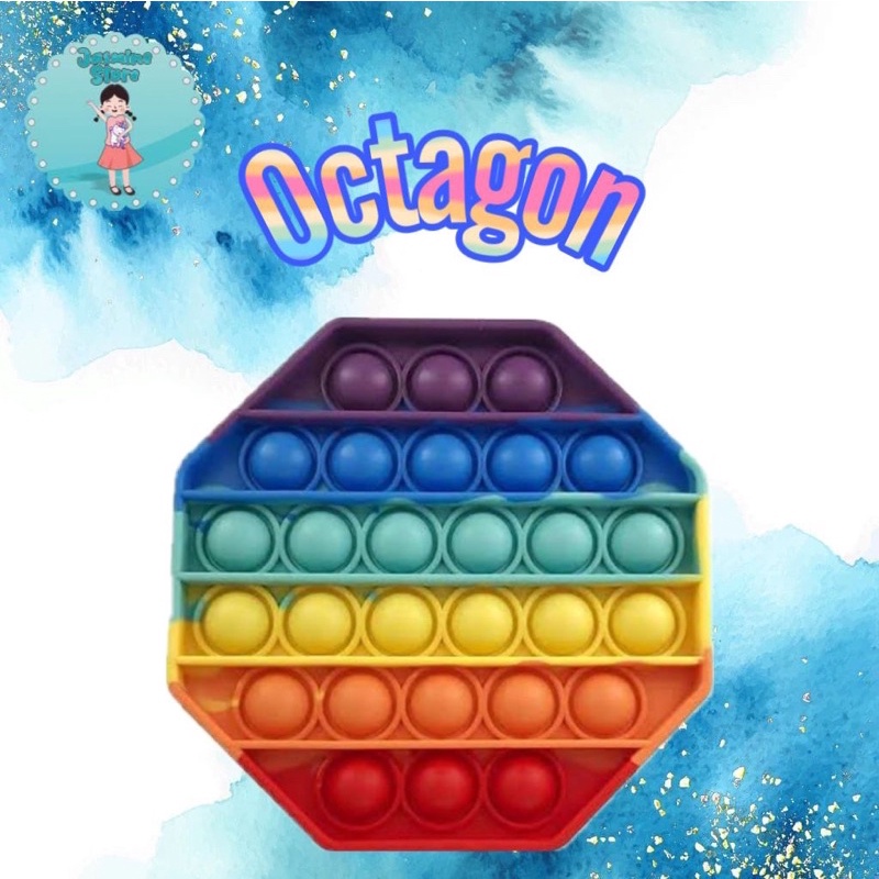 Ready Pop It Rainbow Murah/Fidget Pop It Rainbow Free Kelereng/Free Bonus-octagon