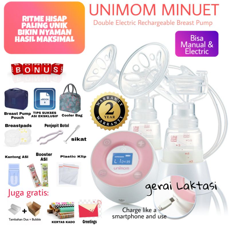 POMPA ASI ELEKTRIK UNIMOM MINUET LCD DOUBLE ELECTRIC BREAST PUMP