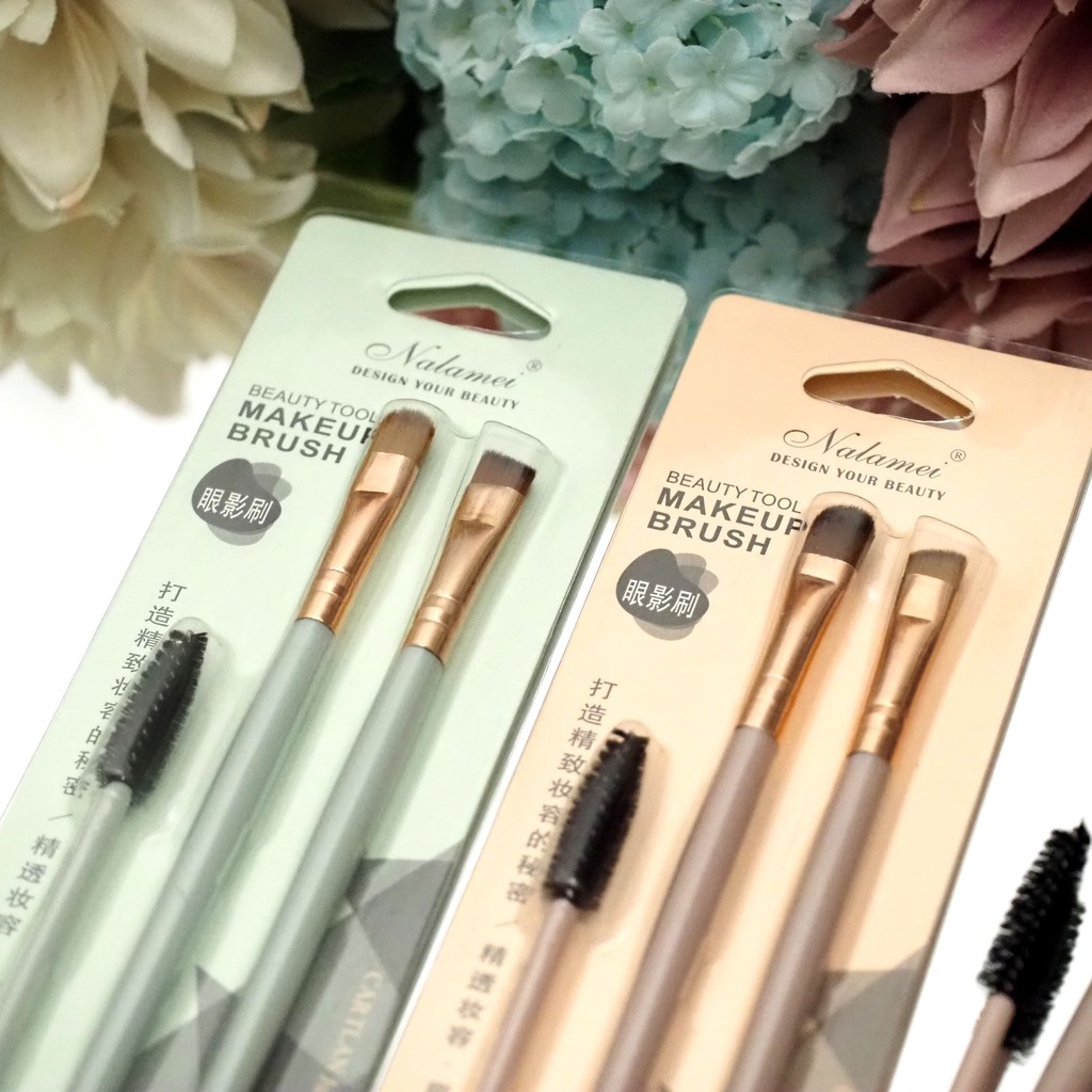 Kuas Make Up Set 3 IN 1 Make up Brush Eye Shadow Maskara Eyeliner Beauty Tools 3 Variant Brush Mini Travel Cosmetic