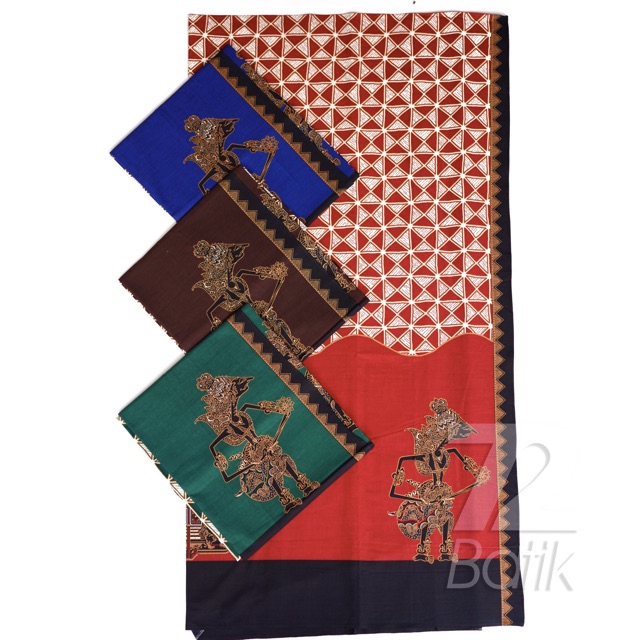 BAHAN BATIK PREMIUM Katun Motif Wayang Warna Merah Hitam Putih 727281 Cap 72 Jarik Jarit Samping Kebat Panjang Batik Katun Modern Premium Bahan Seragam Batik Pernikahan Kantor Keluarga Murah Kamen Jadi Batik Bali Lembaran