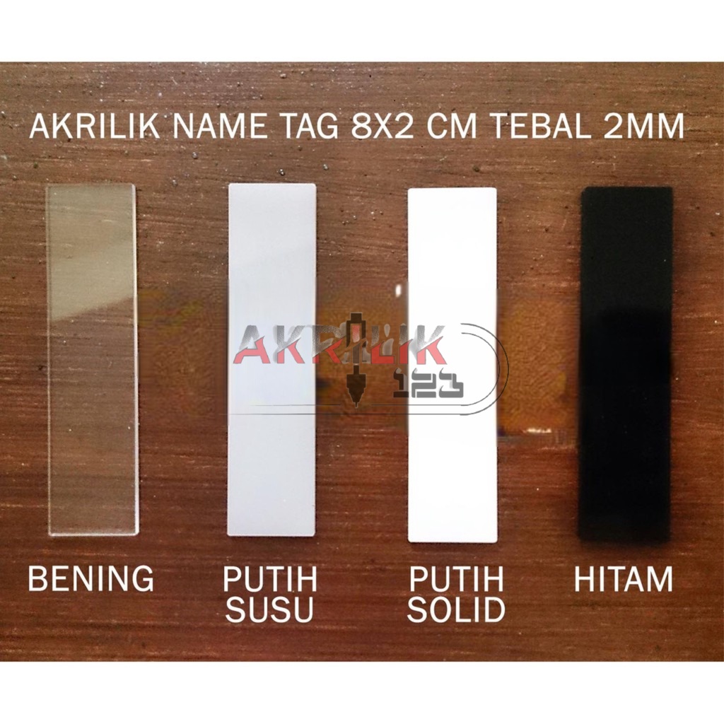 

NAME TAG ACRYLIC BAHAN PAPAN NAMA DADA AKRILIK POLOS 8x2cm