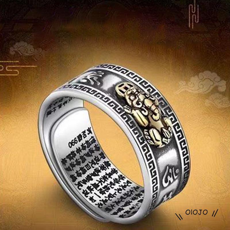 【COD】Pi Xiu Cincin Ibu Jari Tengah Pria / Wanita Warna Silver / Emas / Rose Gold