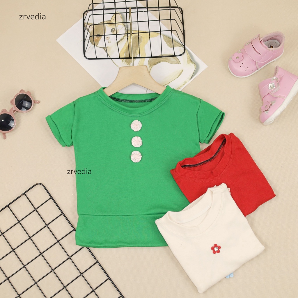 Blouse Chita uk Bayi - 4 Tahun / Kaos Baby Perempuan Lengan Pendek Atasan Shirt Baby Polos Adem