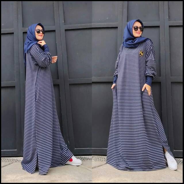 [BISA COD] BISA JUMBO - OVER SIZE STRIPES MAXI BEST SELLER ORI 100% BERLABEL REAL PICT BY ANGGHEAN/GAMIS INJI / GAMIS JUMBO BAHAN BERKUALITAS NYAMAN DIPAKAI