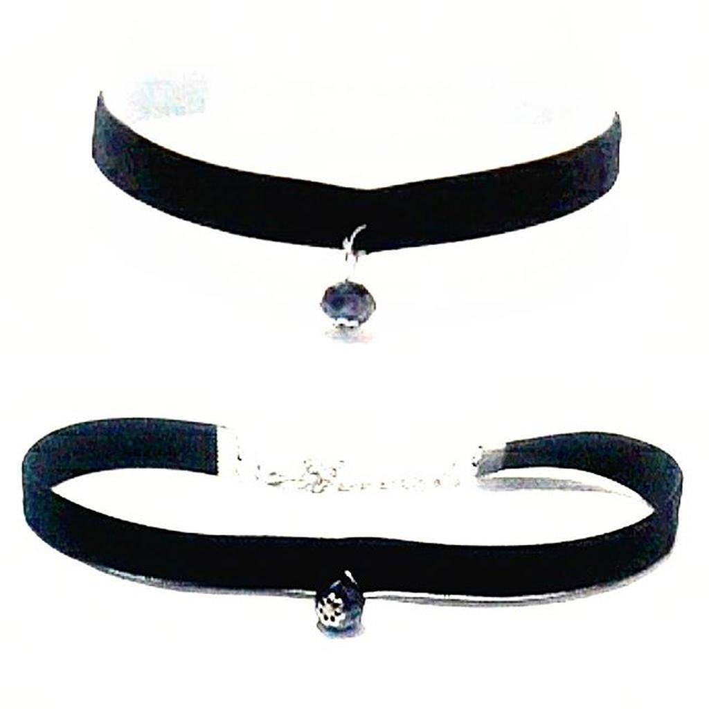 Choker Velvet Necklace Black Diamond | Kalung Handmade