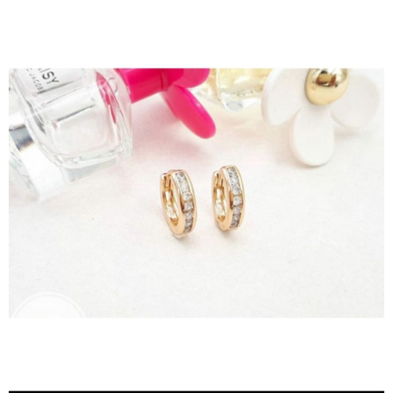 anting jepit anak permata gold aksesoris fashion