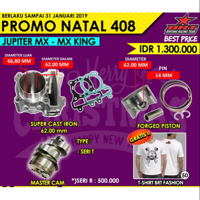 Paket Blok+Piston+Master Cam Jupiter MX/MX King 62mm