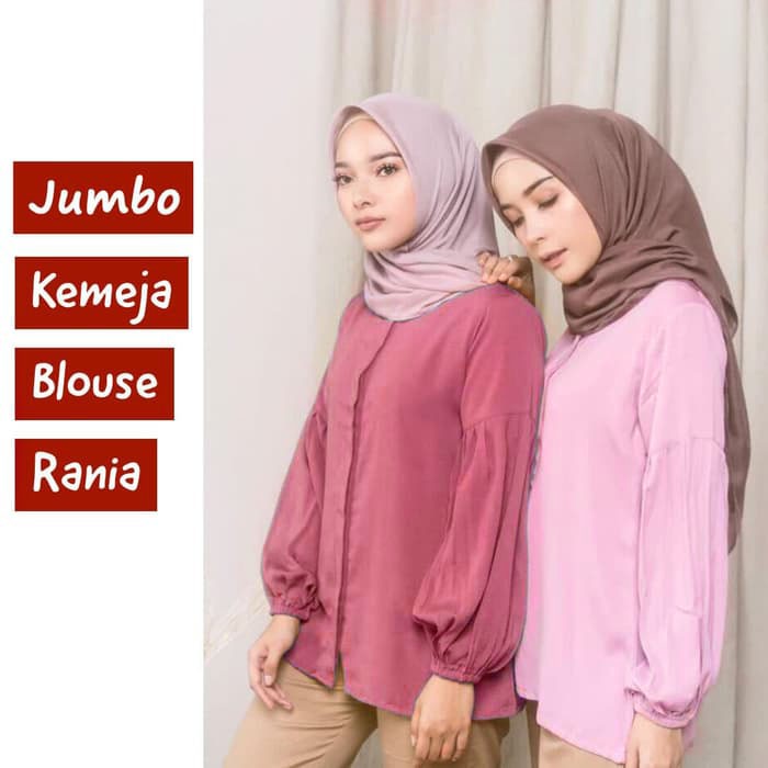 BIGCLO - (COD) LD 120cm Atasan Bigsize Kemeja Jumbo Raina Rania Baju Wanita Lengan Balon Panjang